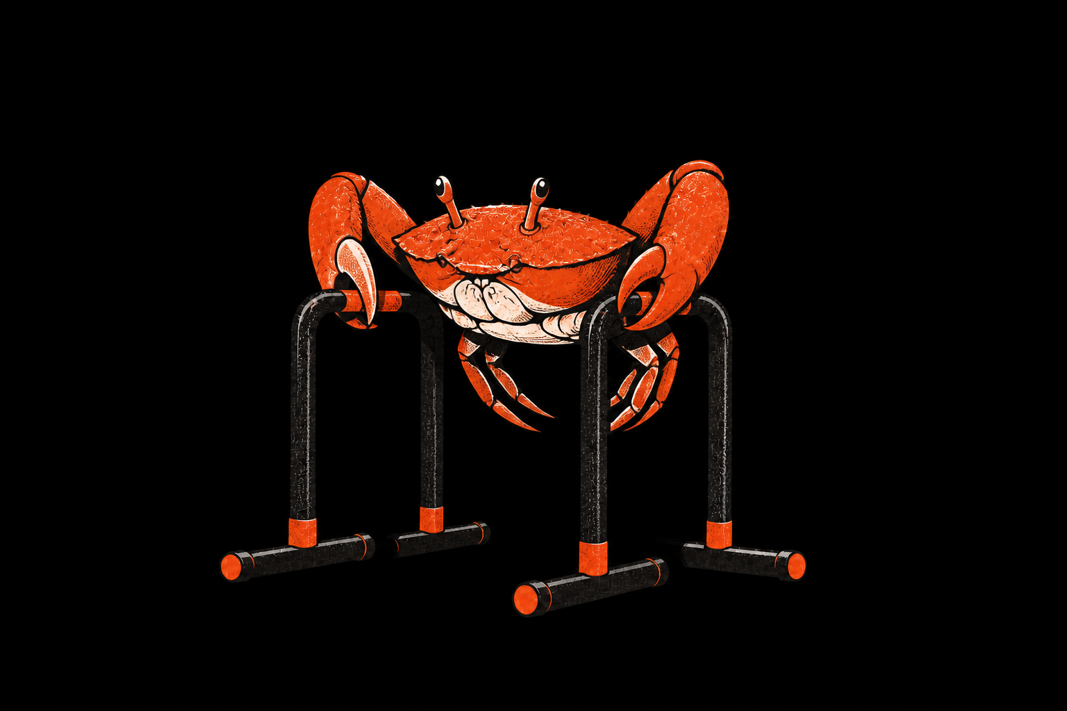 Illustrated crab demonstrating a triceps dip